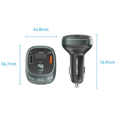 FM модулятор VENTION PD 54W 3-Port USB (C+A+A) LED/USB Flash/Bluetooth, вольтметр (FFLB0)