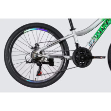 Велосипед Space 24" IZIDA DD FR рама-11" AL 2026 зелено-сріблястий (OPS-SP-24-083)