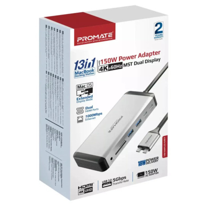 Концентратор Promate USB Hub 13 ports versahub-mst.grey (versahub-mst.grey)