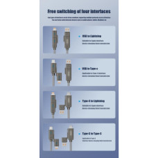 Дата кабель USB 2.0 AM to USB-C + USB 2.0 AM to Lightning 1.0m 60W gray XO (NB275_4-in-1_Gray)