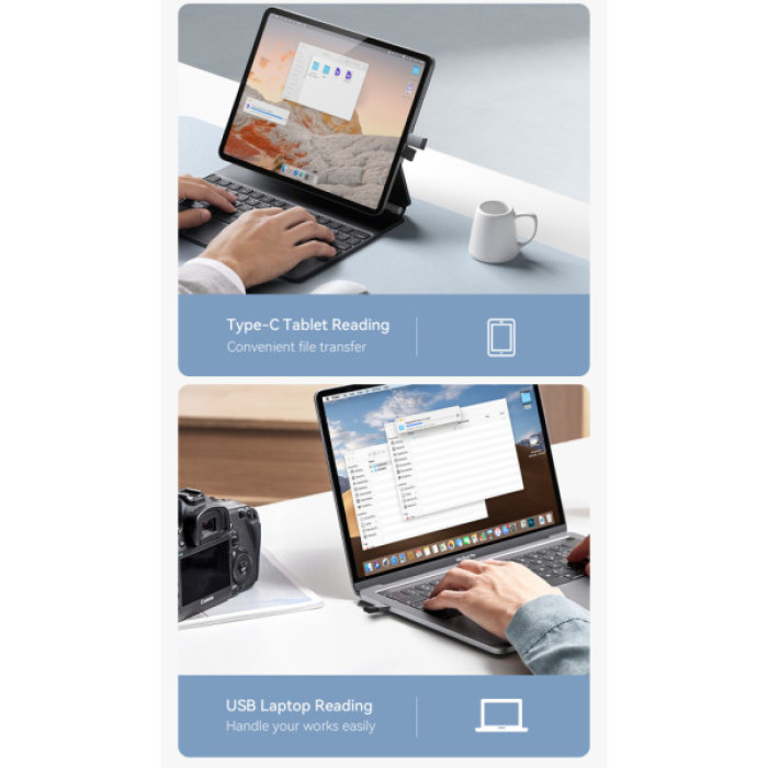 Зчитувач флеш-карт Essager USB-C + USB-A to Micro SD black (EDKTF-QW0G-P)