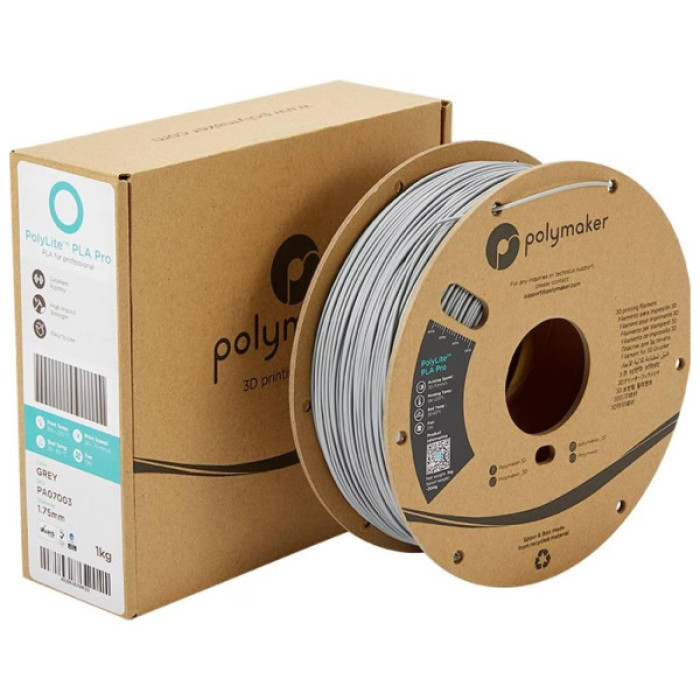 Пластик для 3D-принтера Polymaker PLA POLYLITE PRO 1,75mm 1kg GREY (PA07003)