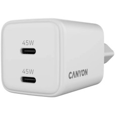 Зарядний пристрій Canyon CU45CC GaN 45W 2xPD EU White (CNS-CUW45CC)
