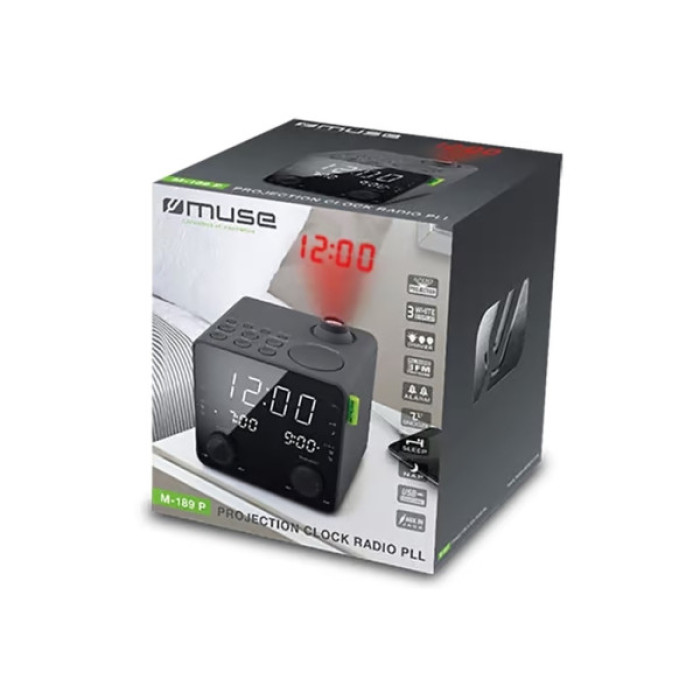 Настільний годинник Muse Радіо-годинник з USB та проекцією (M-189 P)