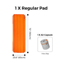 Туристичний килимок Flextail Tiny Slleeping Pad R05 AVS самонадувний помаранчевий (6975755966656)