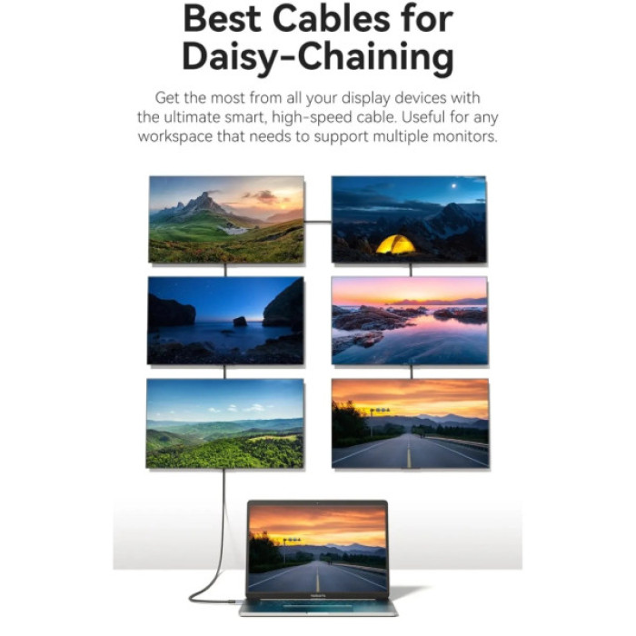 Дата кабель USB-C to USB-C 1.0m Thunderbolt 4 240W (50V/5A) 8K60Hz Gray Aluminum Alloy Vention (TAVHF)