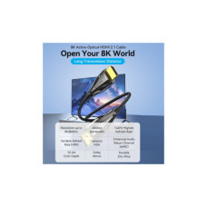 Кабель мультимедійний HDMI M to HDMI M 15.0m V2.1 Optical 8K 60Hz 48Gbps Dolby 7.1 black Vention (ALBBN)