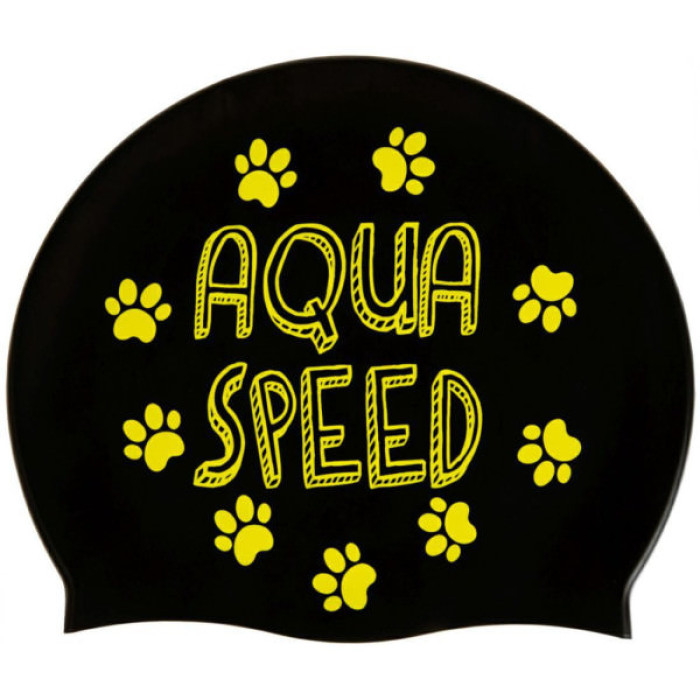 Шапка для плавання Aqua Speed Kiddie 142-07 60649 чорний, принт Діт OSFM (5905718606498)