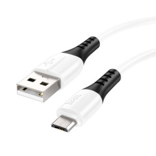 Дата кабель USB 2.0 AM to Micro 5P 1.0m 2.4A silicone X82 white HOCO (6931474768568)
