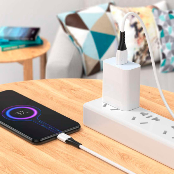 Дата кабель USB 2.0 AM to Micro 5P 1.0m 2.4A silicone X82 white HOCO (6931474768568)