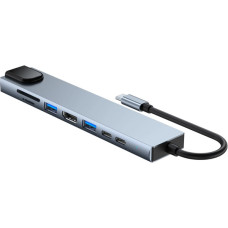 Концентратор Dynamode USB-C 8-in-1 HDMI 4K30Hz + 1xRJ45 + 1xUSB 3.0 + 1xUSB 2.0 + 1xUSB-C PD (BYL-2017L)
