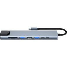 Концентратор Dynamode USB-C 8-in-1 HDMI 4K30Hz + 1xRJ45 + 1xUSB 3.0 + 1xUSB 2.0 + 1xUSB-C PD (BYL-2017L)