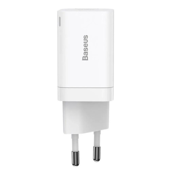 Зарядний пристрій Baseus 1xUSB-C 30W + 1xUSB white (CCSUPP-E02)