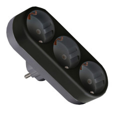 Мережевий розгалужувач EUROELECTRIC X3 16А Black з заземленням (EE-3-16A(black))