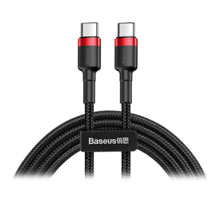 Дата кабель USB-C to USB-C 2.0m USB 3.1 3A red-black Baseus (CATKLF-H91)