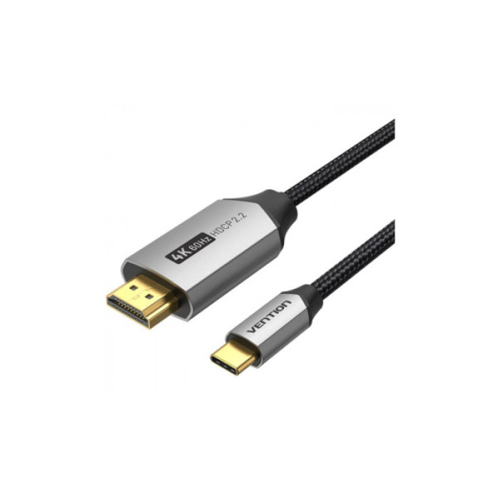Кабель мультимедійний USB-C to HDMI M 2.0m V2.0 4K 60Hz black Vention (CRBBH)