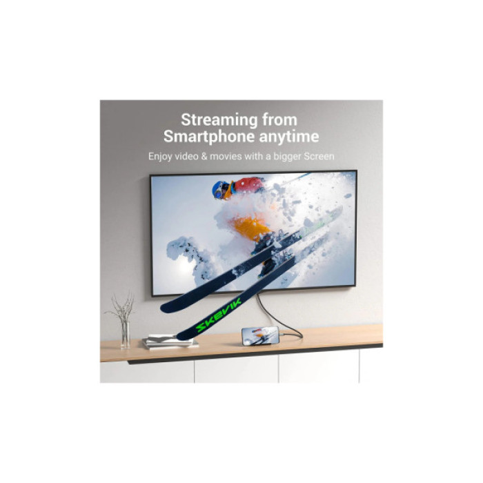 Кабель мультимедійний USB-C to HDMI M 2.0m V2.0 4K 60Hz black Vention (CRBBH)