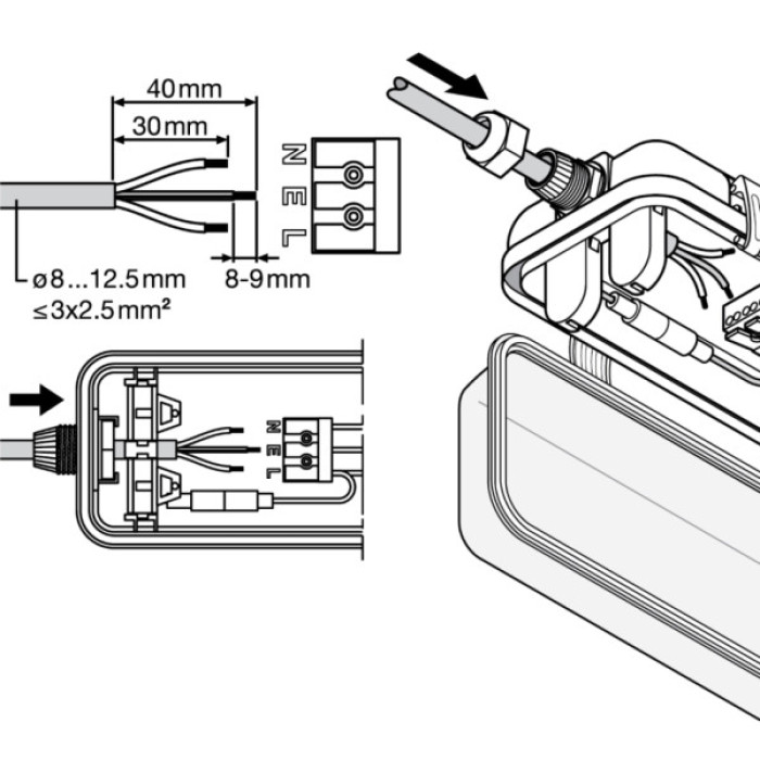Світильник LEDVANCE DP HOUSING 600 P 2XLAMP IP65 (4099854118074)