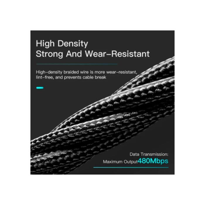 Дата кабель USB 2.0 AM to Micro 5P 1.0m 3A black Essager (EXCM-LS01)