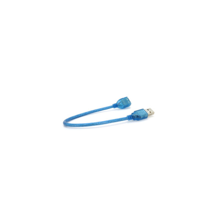 Дата кабель USB 2.0 AM/AF 0.3m blue transparent Voltronic (YT-AM/AF-0,3TBL)