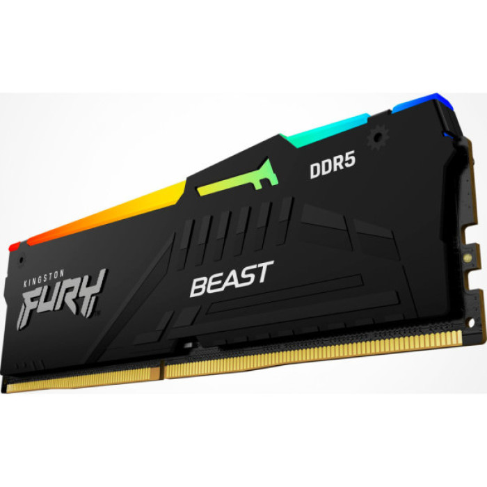Модуль пам'яті для комп'ютера DDR5 64GB (2x32GB) 5600 MHz Beast RGB EXPO Black Kingston Fury (ex.HyperX) (KF556C40BBA-64)
