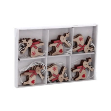 Прикраса декоративна Chomik Олені, дерево, комплект 18 шт (5900779879010)