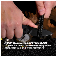 Ніж Hightron Mini Ventura, D2, G10, чорний, чорний stonewash клинок (HK05BLKBS)