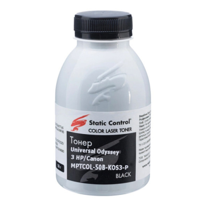 Тонер HP/Canon MPTCOL OS3 50г black (фасовка) Static Control (MPTCOL-50B-KOS3-P)
