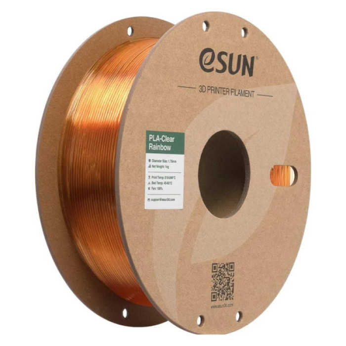 Пластик для 3D-принтера eSUN PLA Clear Rainbow 1,75mm 1kg FLAME-Crystal (PLA-CLRB175O-CF1P1)