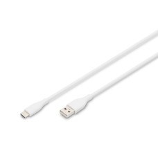 Дата кабель USB 2.0 AM to USB-C 1.0m 60W white Digitus (AK-300340-010-W)