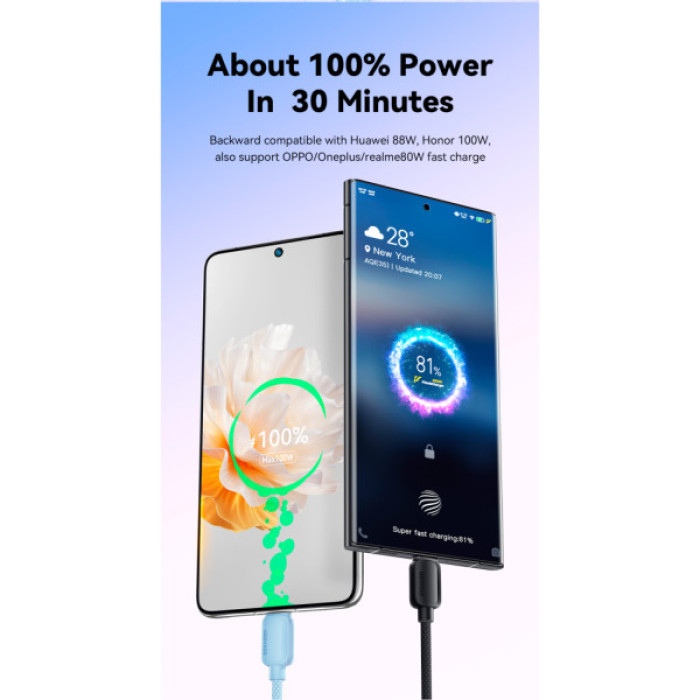 Дата кабель USB 2.0 AM to USB-C 2.0m 100W black Essager (EXC7A-WLA01-P)