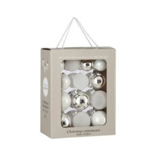 Ялинкова іграшка House Of Seasons Скляні кульки 26 шт D7 см D6 см D5 см Білі (8718861800609)