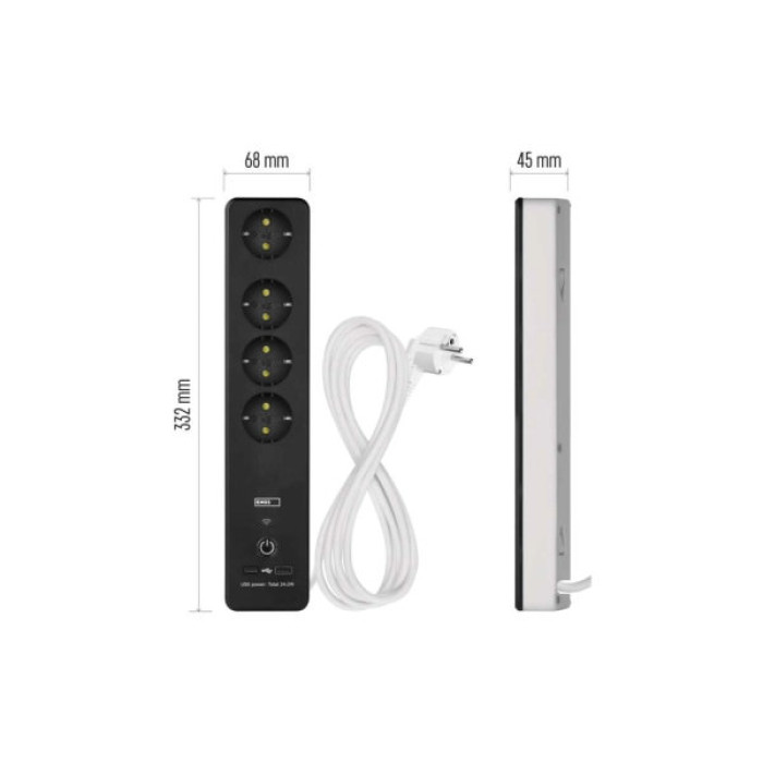 Мережевий подовжувач EMOS P1422SM 2m 4 роз. 1xUSB-A 1xUSB-C Wi-Fi 1,5мм2 (P1422SM)