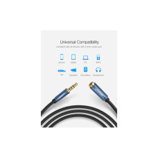 Кабель мультимедійний 3.5mm M to 3.5mm F 2.0m AV118 blue Ugreen (40675)