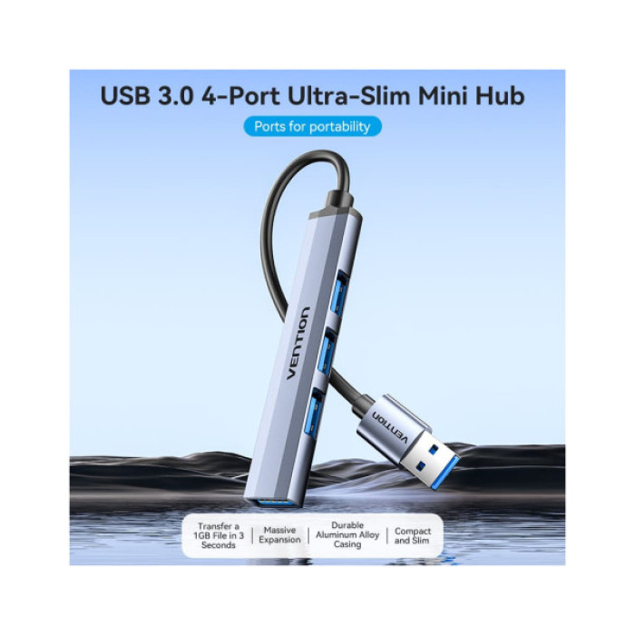 Концентратор Vention USB 3.0 to 1xUSB 3.0 + 3xUSB 2.0 0.15m gray (CKOHB)