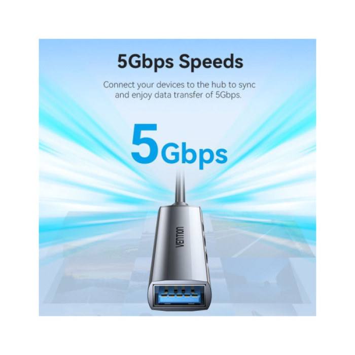 Концентратор Vention USB 3.0 to 1xUSB 3.0 + 3xUSB 2.0 0.15m gray (CKOHB)
