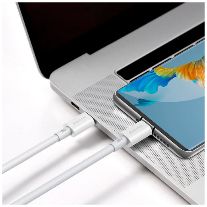 Дата кабель USB-C to USB-C 1.0m 100W white Baseus (CATYS-B02)