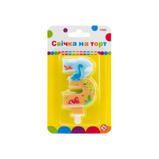 Свічка Maxi двостороння "3" із зображенням динозаврів висотою 7,62 см (MX622099-3)