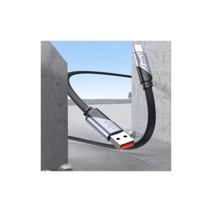 Дата кабель USB 2.0 AM to USB-C 1.2m 5A nylon black HOCO (6942007605007)