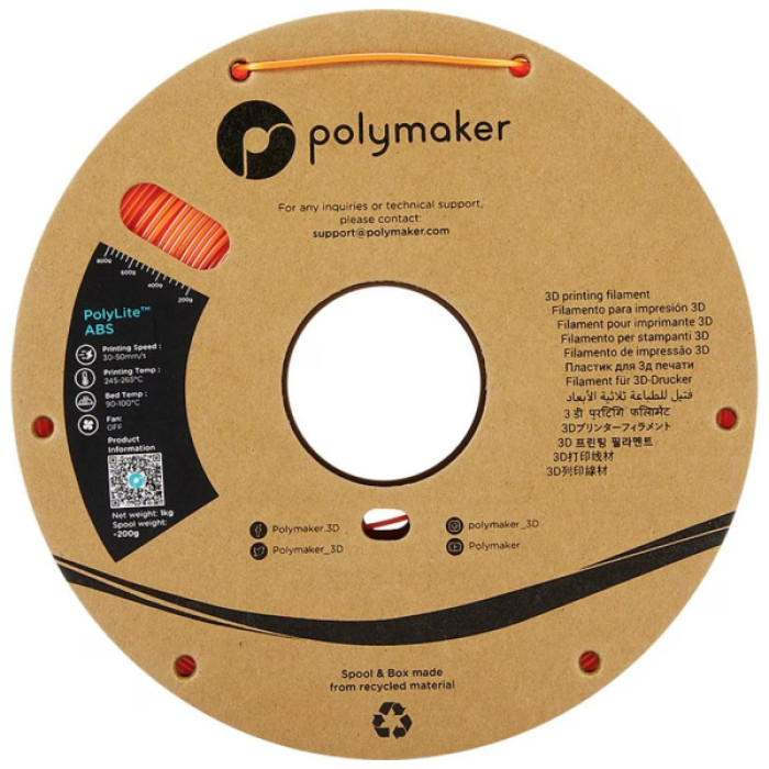 Пластик для 3D-принтера Polymaker ABS POLYLITE 1,75mm 1kg ORANGE (PE01009)