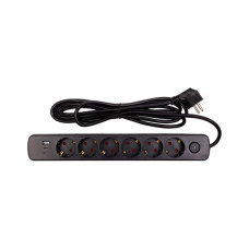 Мережевий фільтр живлення PowerPlant 3м, 6 розеток, USB (YS-N6086/3c) (EX610662)