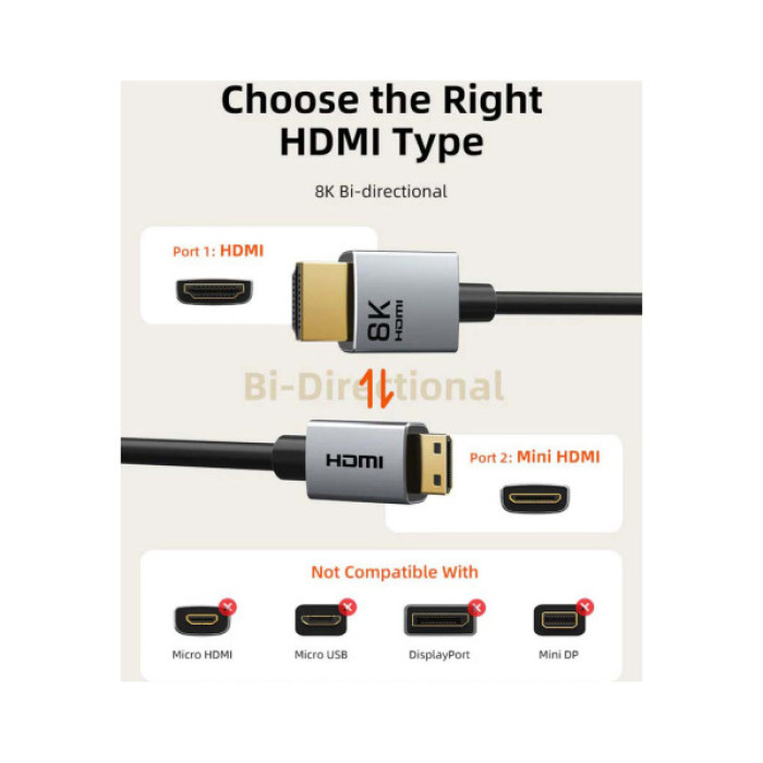 Кабель мультимедійний HDMI mini M to HDMI M 3.0m 8K60Hz Cabletime (CA915866)