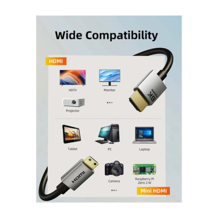 Кабель мультимедійний HDMI mini M to HDMI M 3.0m 8K60Hz Cabletime (CA915866)