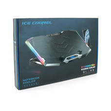 Підставка до ноутбука IceCoorel 10-17", 8*70mm, 2*USB, + LCD, 410x297x40mm, RGB (K10)