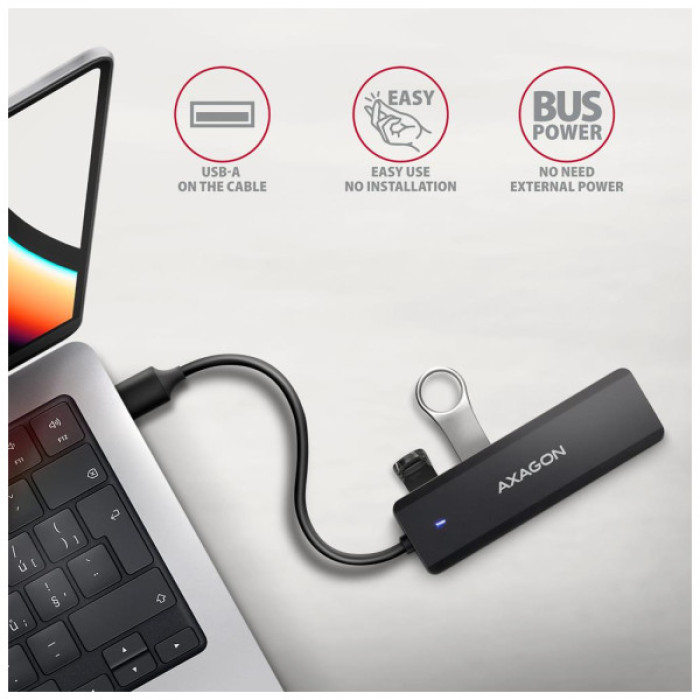 Концентратор AXAGON USB 3.1 to 4xUSB 3.0 black (HUE-C1A)