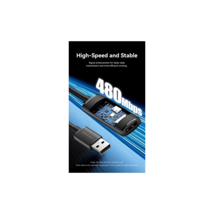 Дата кабель USB 2.0 AM/AF 10.0m Active black Vention (CBKBL)