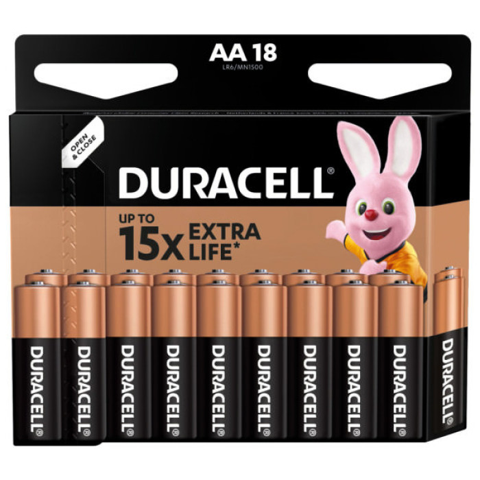 Батарейка Duracell AA лужні 18 шт. в упаковці (5000394107519 / 5006192)