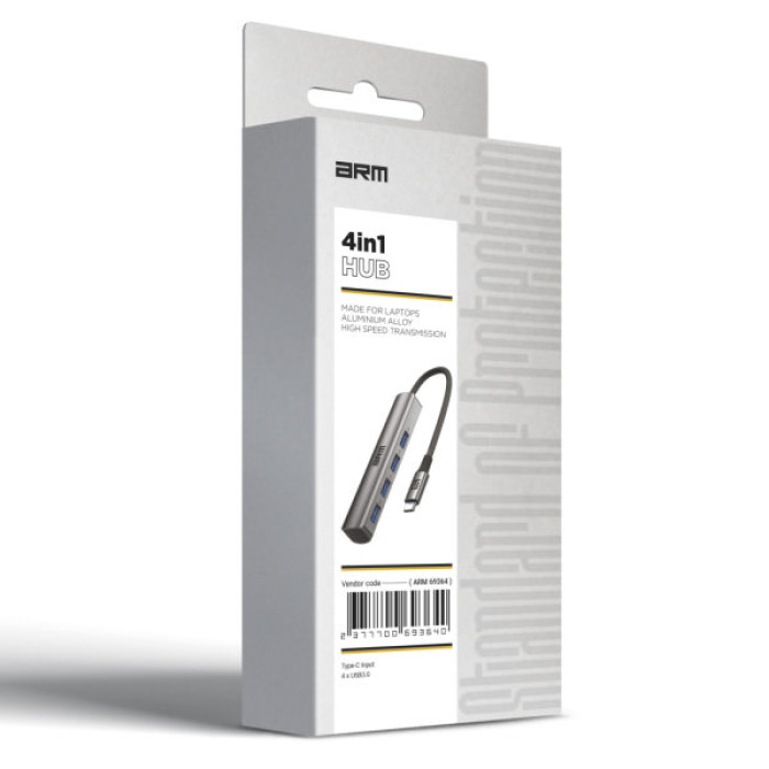 Концентратор Armorstandart USB-C to 4USB Grey (ARM69364)