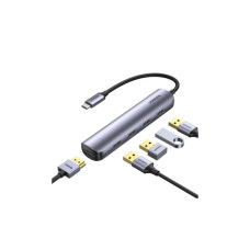 Концентратор Ugreen USB-C to 4xUSB 3.0 + HDMI CM417 gray (20197)
