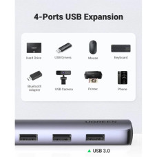 Концентратор Ugreen USB-C to 4xUSB 3.0 + HDMI CM417 gray (20197)